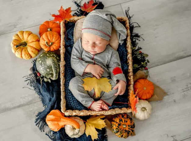 Newborn boy studio portrait