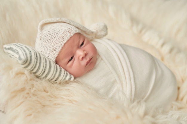 newborn boy on white 