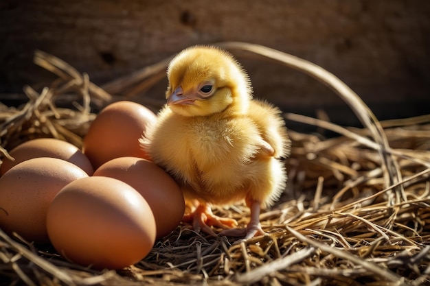 Newborn Chick in a Sunny Field