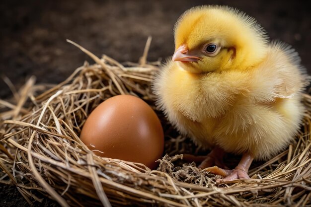 Newborn Chick in a Sunny Field