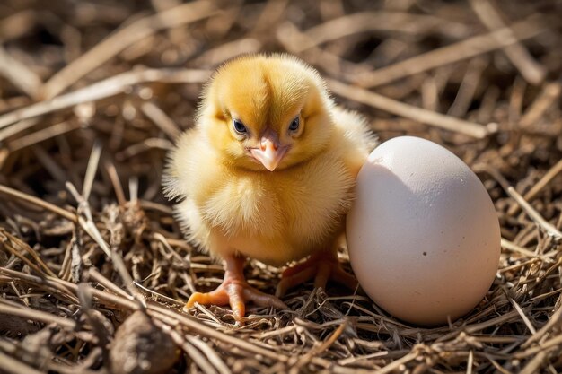 Newborn Chick in a Sunny Field