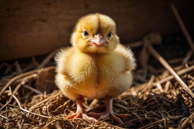 Newborn Chick in a Sunny Field