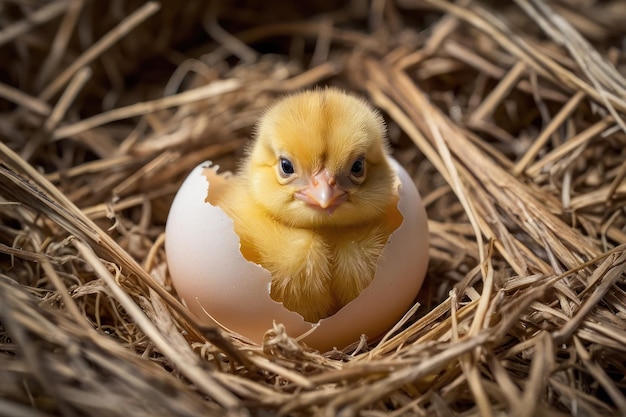 Photo newborn chick in a sunny field