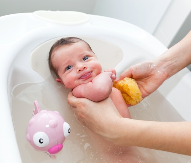 Newborn first bath