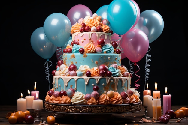 Фото Концепция подарка для новорожденных пирог розовый десерт с ангелами фото высокого качества