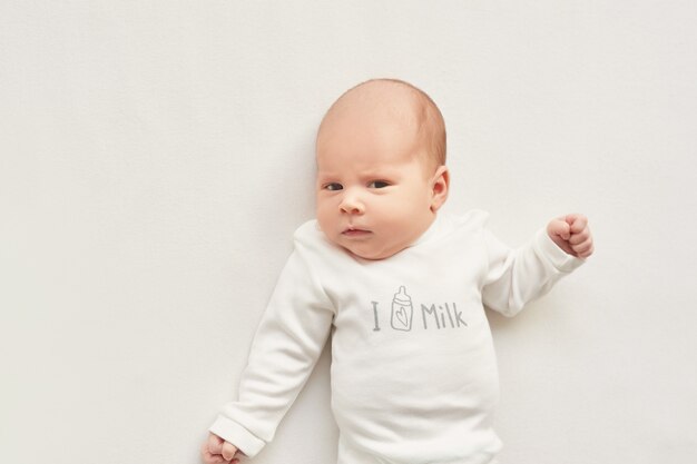 newborn girl on a light background