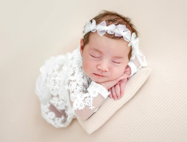 Newborn girl studio portrait