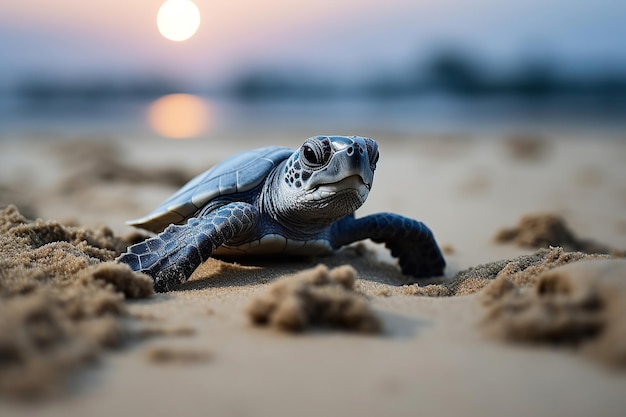 Newborn leatherback turtles are released into the ocean