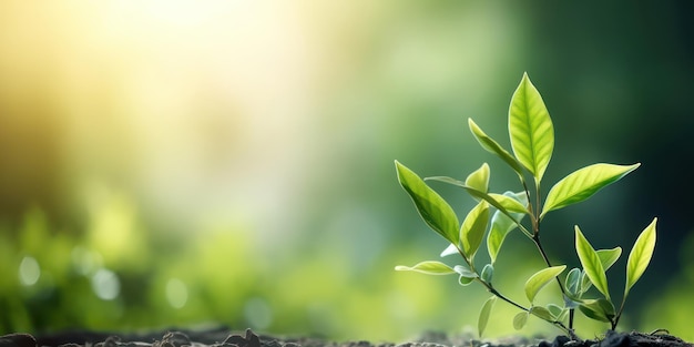 A newborn plant in the ground illustrates the beauty of nature cycle