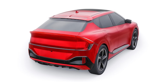 街の3Dイラストのための最新の電気家族クロスオーバーSUV