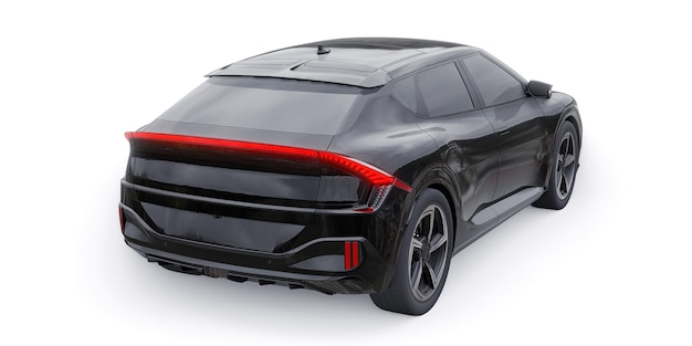 街の3Dイラストのための最新の電気家族クロスオーバーSUV