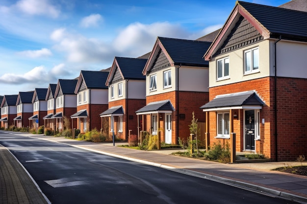 Newly constructed houses on a recently developed residential area in England Modern and brandnew dwe...