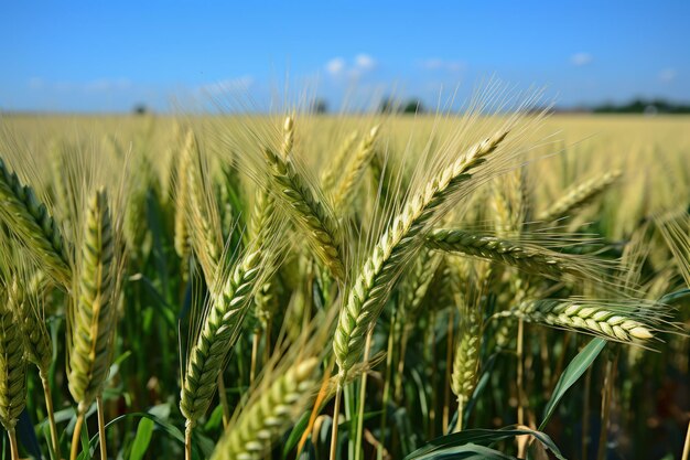 Newly grown wheat in a field