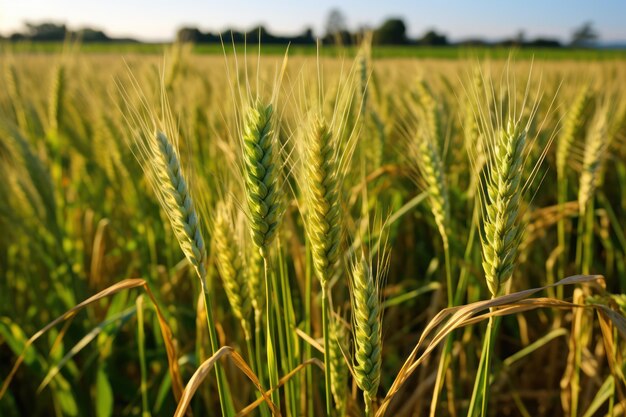 Newly grown wheat in a field