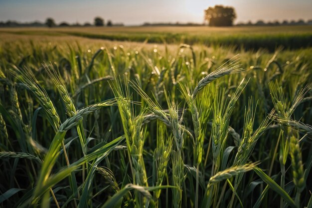 Newly grown wheat in a field