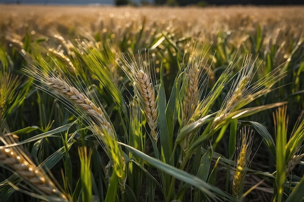 Newly grown wheat in a field