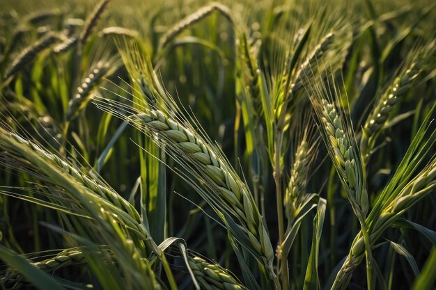 Newly grown wheat in a field