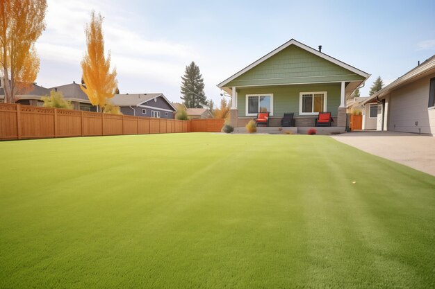 Newly laid sod on a clean suburban lawn