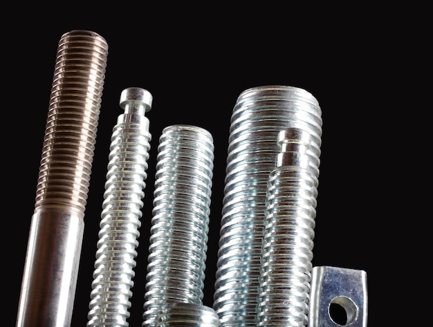 Newly manufactured large screws Close up