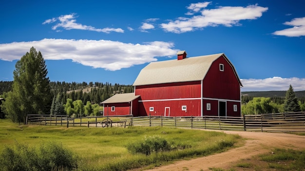 Newly painted red barn in pristine condition