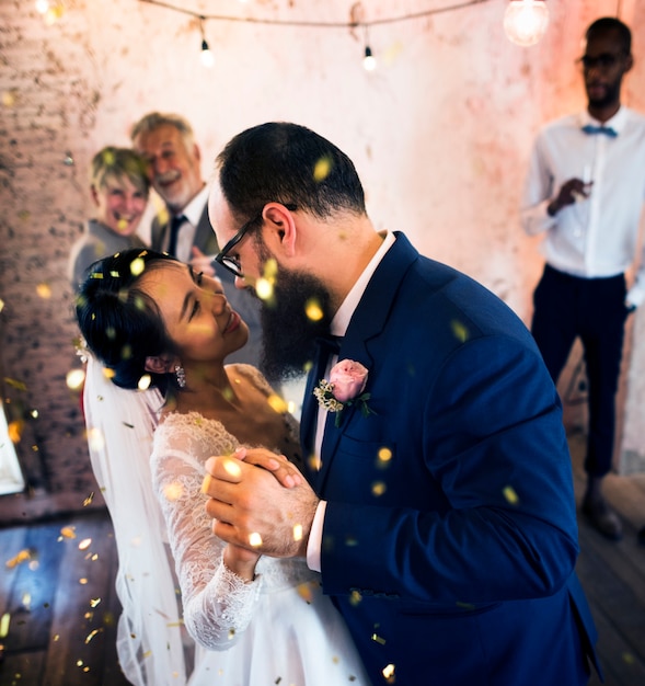 Newlywed Couple Dancing Wedding Celebration