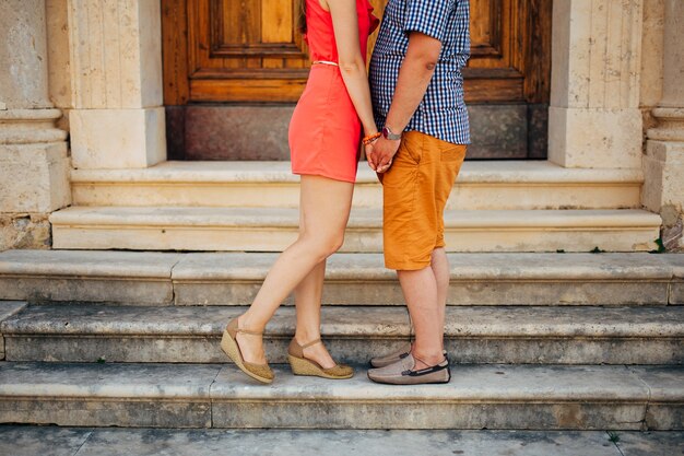 Newlyweds hug each other in montenegro