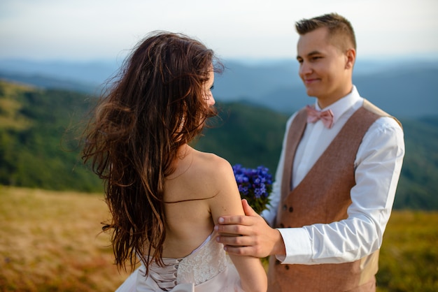 Newlyweds in the nature