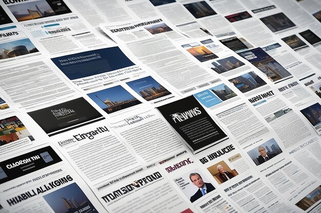news background with floating animated news headlines forming an intricate and visually appealing display