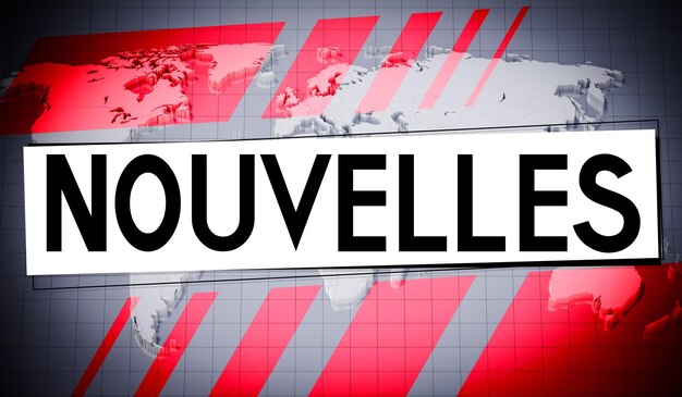 Photo news in french word world map in background