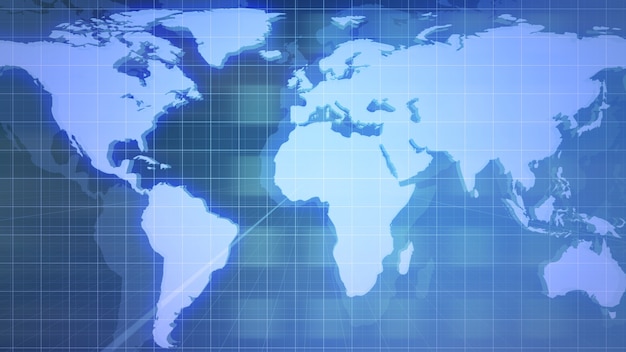 news intro graphic animation with grid and world map, abstract background. elegant and luxury 3d illustration style for news and business template