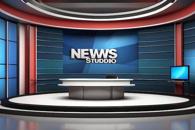 News studio backdrop for tv shows tv on wall3d virtual news studio background 3d illustration