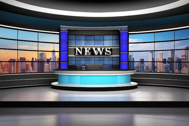 News studio backdrop for tv shows tv on wall3d virtual news studio background 3d illustration