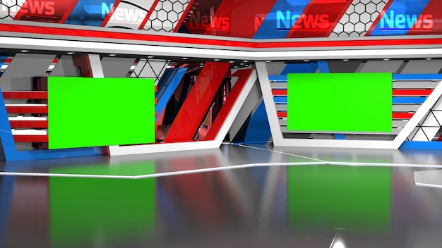 News Studio Backdrop For TV Shows TV On Wall3D Virtual News Studio Background 3d illustration