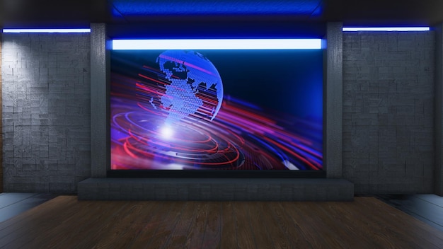 News Studio Backdrop For TV Shows TV On Wall3D Virtual News Studio Background 3d illustration