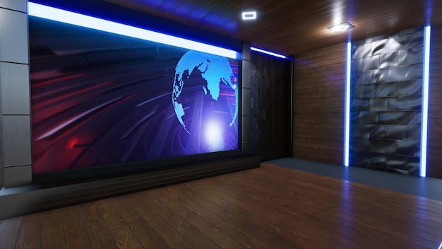 Фон новостной студии для телешоу TV On Wall3D Виртуальная новостная студия Фон 3d иллюстрация