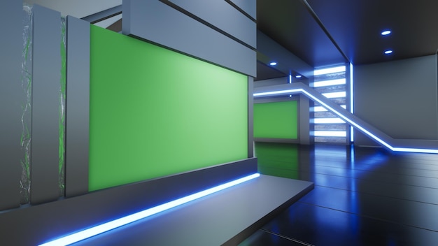 News Studio Backdrop For TV Shows TV On Wall3D Virtual News Studio Background 3d illustration