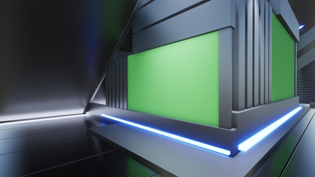 テレビ番組のニューススタジオの背景Wall3D仮想ニューススタジオの背景3dイラスト