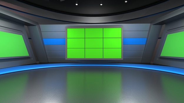 News Studio Backdrop For TV Shows TV On Wall3D Virtual News Studio Background 3d illustration