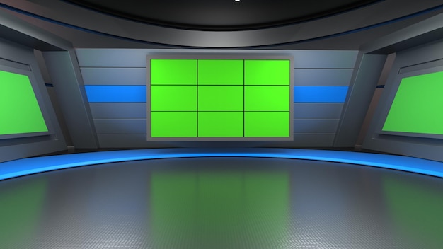 Sfondo di studio di notizie per programmi tv tv su wall3d sfondo di studio di notizie virtuale 3d illustrazione