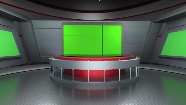 News Studio Backdrop For TV Shows TV On Wall3D Virtual News Studio Background 3d illustration