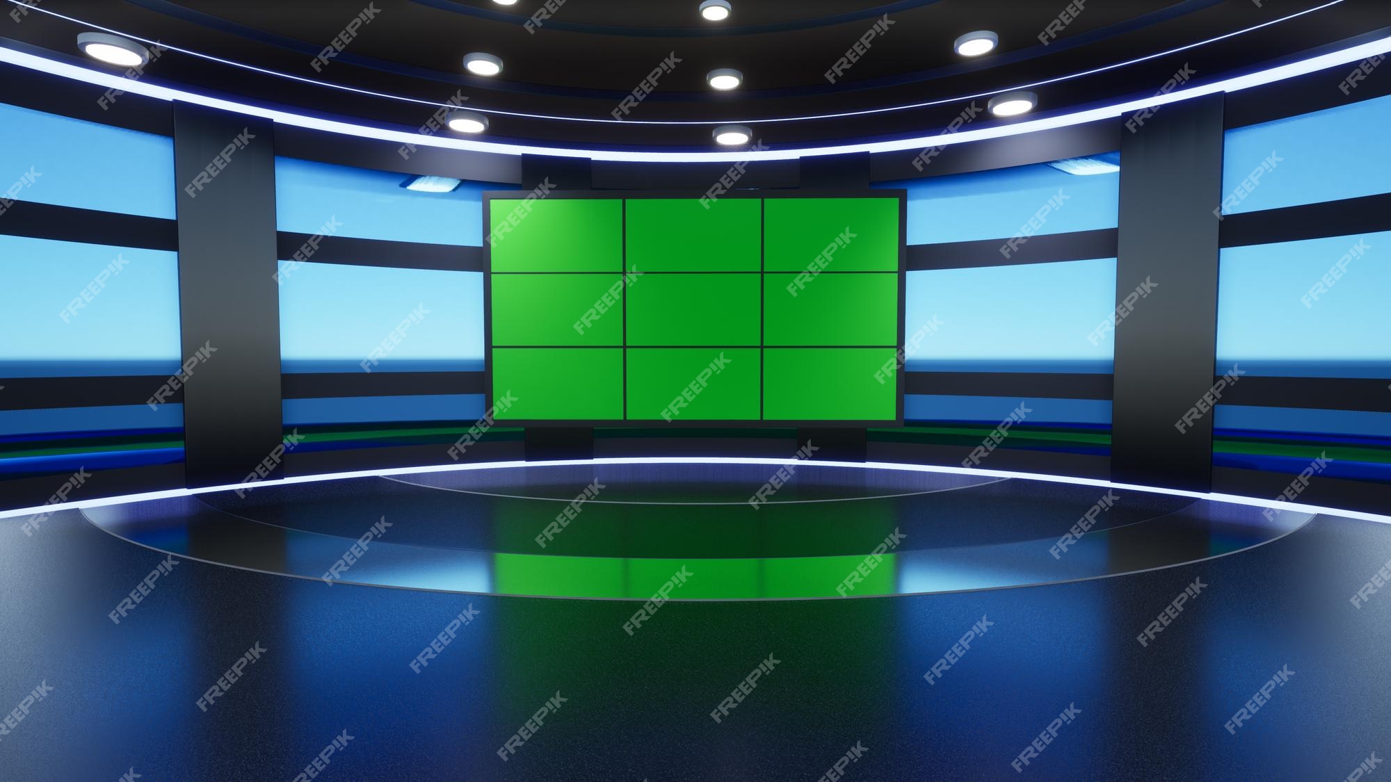 Premium Photo | News studio backdrop for tv shows tv on wall3d ...