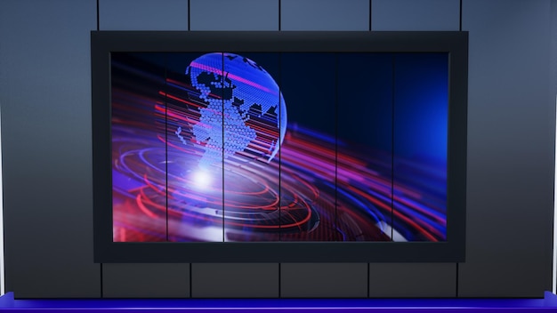 News Studio Backdrop For TV Shows TV On Wall3D Virtual News Studio Background 3d illustration