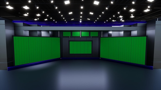 News Studio Backdrop For TV Shows TV On Wall3D Virtual News Studio Background 3d illustration