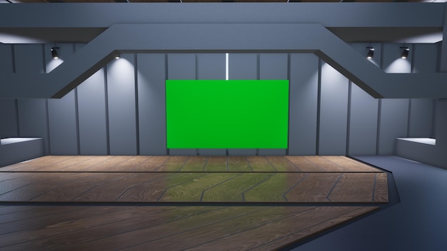 News Studio Backdrop For TV Shows TV On Wall3D Virtual News Studio Background 3d illustration