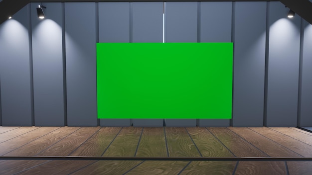 Photo news studio backdrop for tv shows tv on wall3d virtual news studio background 3d illustration