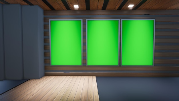 News Studio Backdrop For TV Shows TV On Wall3D Virtual News Studio Background 3d illustration