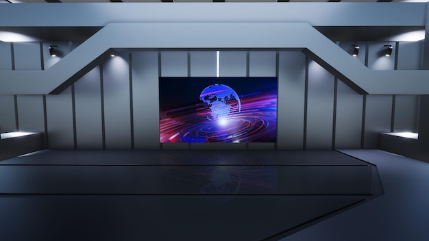 News Studio Backdrop For TV Shows TV On Wall3D Virtual News Studio Background 3d illustration