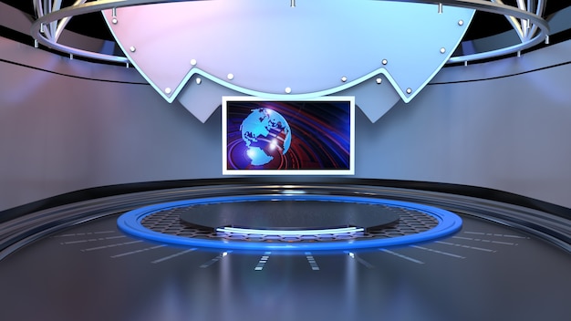 News Studio For TV Shows 3d illustration