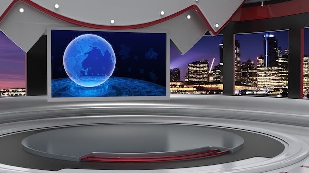 News Studio For TV Shows 3d illustration