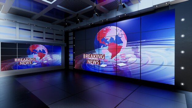 News Studio  For TV Shows TV On Wall Virtual News Studio